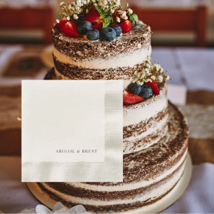Ruby Red Cream Personalised Coined Wedding Napkin