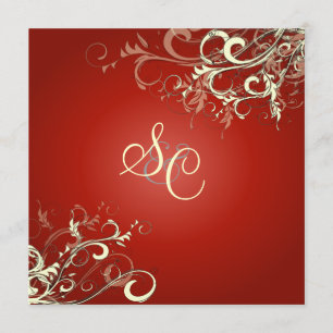 RUBY RED + CREAM SWIRLS INVITATION