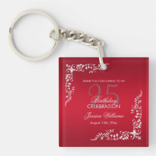 Ruby Red Decoration 25th Birthday Key Ring