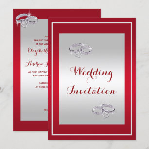 Ruby Red & Diamond Wedding Rings Wedding Invitation