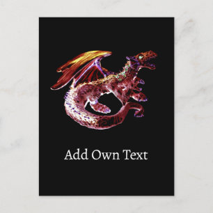 Ruby Red Dragon Fiery Fantasy Mythical Beast Art Holiday Postcard