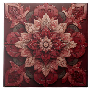 Ruby Red Elegance 3D Effect Designer Tile