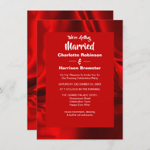 Ruby Red Elegant Rippled Silky Satin Glam Evening Invitation