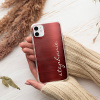 Ruby Red Faux Brushed Metal