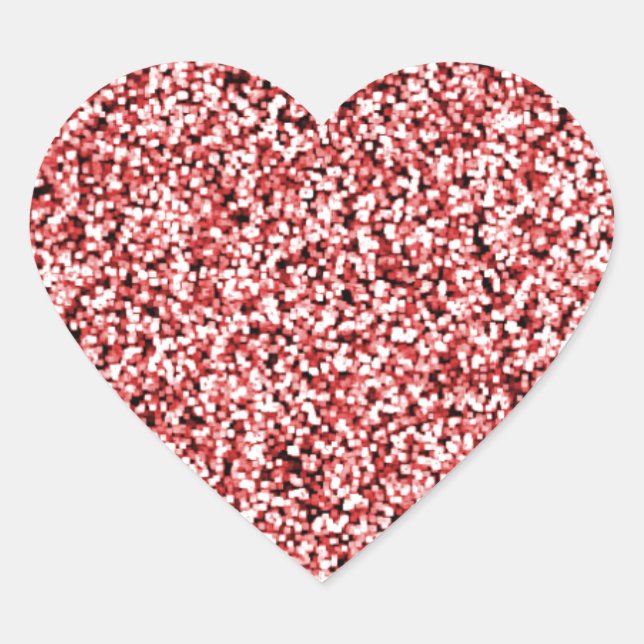 Ruby Red Faux Glitter Heart Sticker (Front)