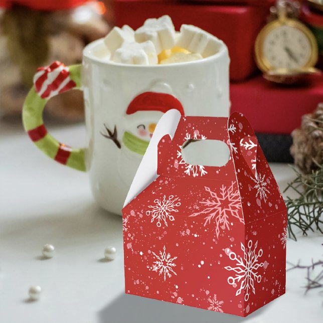 Ruby Red Festive Christmas White Snowflakes  Favour Box (Creator Uploaded)