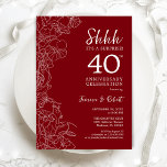 Ruby Red Floral Surprise 40th Anniversary Invitation<br><div class="desc">Ruby Red Floral Surprise 20th Wedding Anniversary Celebration Invitation. Minimalist modern design features botanical accents and typography script font. Simple floral invite card perfect for a stylish surprise anniversary party. Can be customised for any years of marriage. Printed Zazzle invitations or instant download digital printable template.</div>