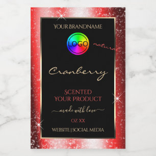 Ruby Red Glitter Frame Product Label with Logo