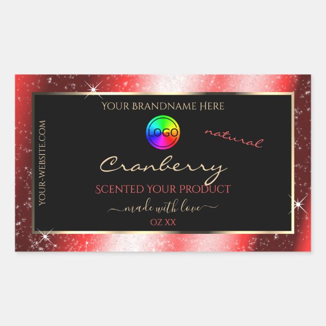 Ruby Red Glitter Frame Product Label with Logo (Front)