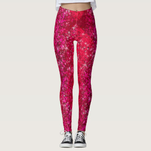 Ruby Red Glitter Sparkly Bling Fashion Yoga Pants