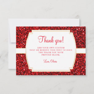 Ruby Red Glitter Thank You Cards