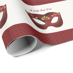 Ruby Red Gold Masquerade Venetian Stripes Wrapping Paper