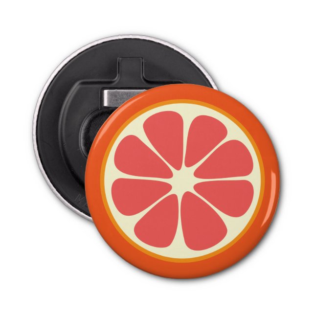 Ruby Red Grapefruit Juicy Sweet Citrus Fruit Slice Bottle Opener (Front)