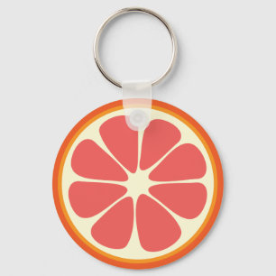 Ruby Red Grapefruit Juicy Sweet Citrus Fruit Slice Key Ring
