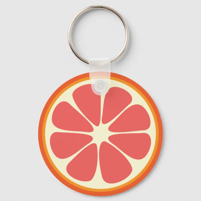 Ruby Red Grapefruit Juicy Sweet Citrus Fruit Slice Key Ring (Front)