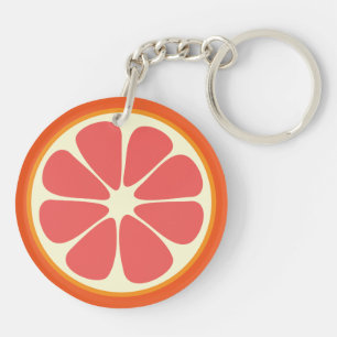 Ruby Red Grapefruit Juicy Sweet Citrus Fruit Slice Key Ring