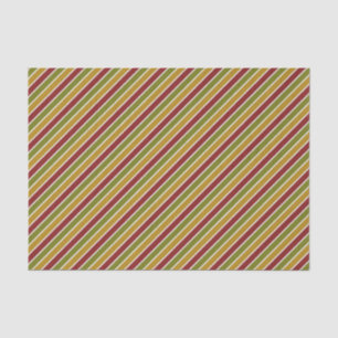Ruby Red, Green Olive, Gold Striped Tissue Paper