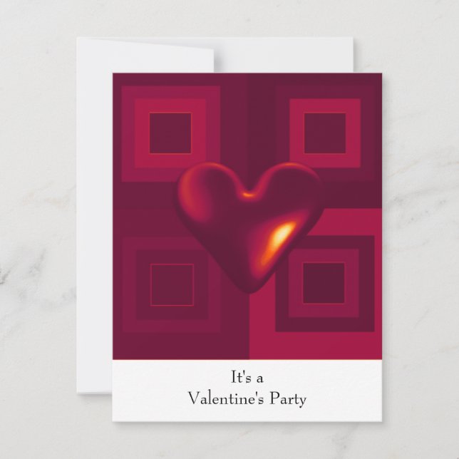 Ruby Red Heart Valentines Party Invitation (Front)