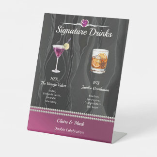Ruby Red Joint Birthday Signature Drinks Bar Pedestal Sign