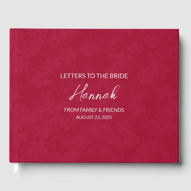 Ruby Red Letters to the Bride Keepsake Notebook Guest Book (Front)