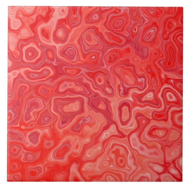 Ruby Red Marble Molten Lava Pattern Tile (Front)