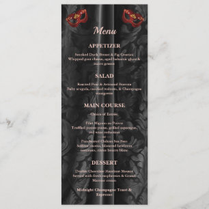 Ruby Red Masquerade Black Damask Gold Ball Menu