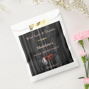 Ruby Red Masquerade Black Damask Gold Favour Bags