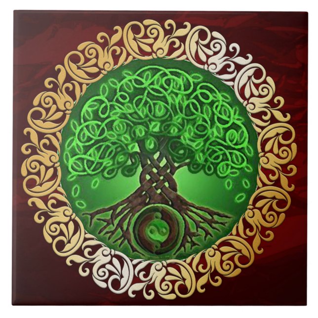 Ruby Red Mediaeval Witchcraft Ritual Alter Tile (Front)