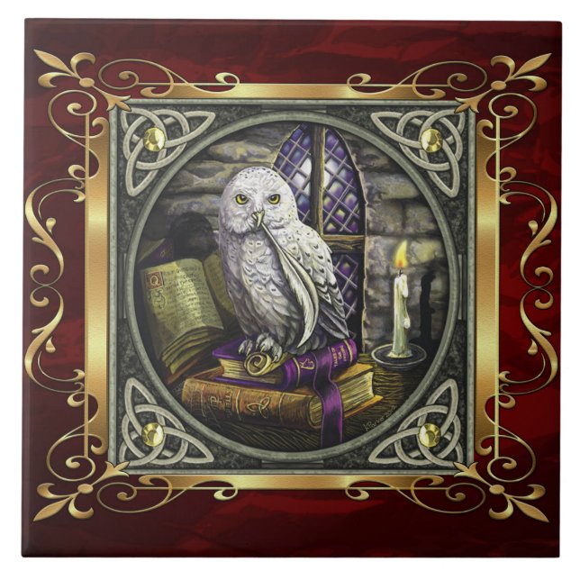 Ruby Red Mediaeval Witchcraft Ritual Alter Tile (Front)