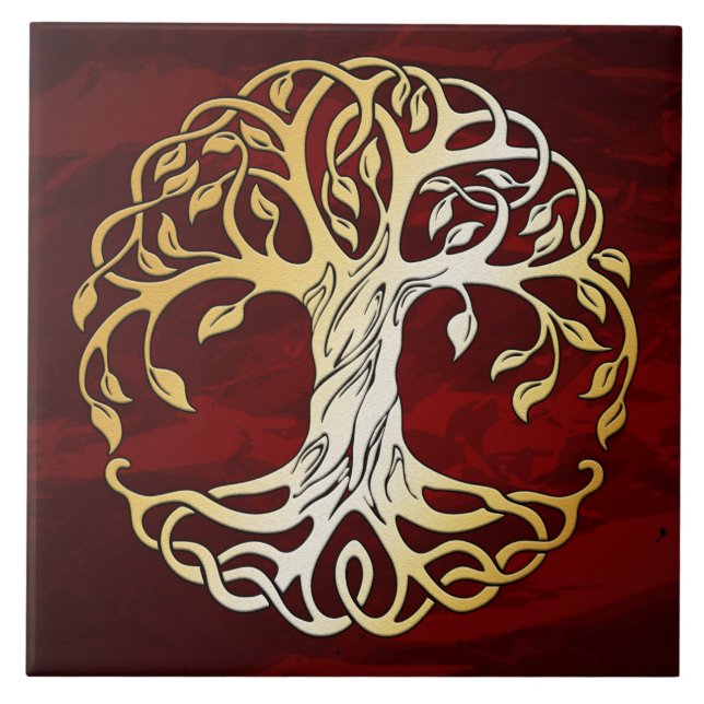 Ruby Red Mediaeval Witchcraft Ritual Alter Tile (Front)