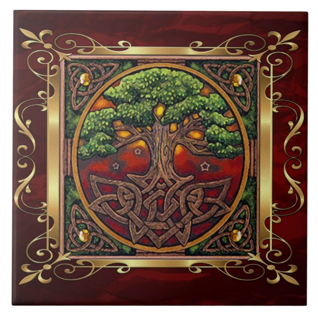 Ruby Red Mediaeval Witchcraft Ritual Alter Tile (Front)