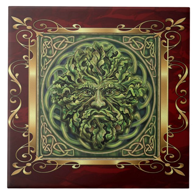 Ruby Red Mediaeval Witchcraft Ritual Alter Tile (Front)