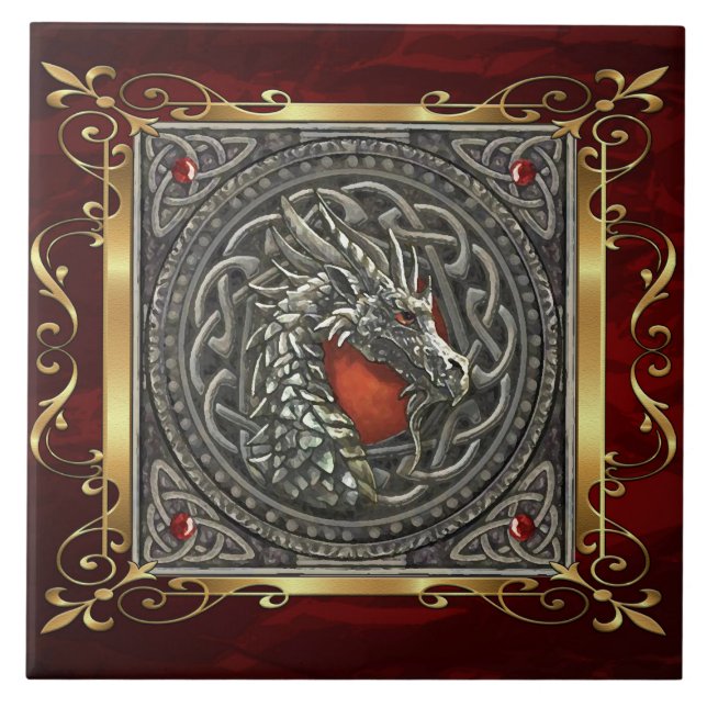 Ruby Red Mediaeval Witchcraft Ritual Alter Tile (Front)