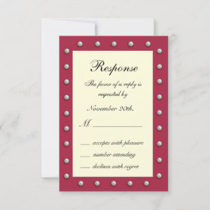 Ruby Red, Off White and Pearls RSVP Card