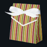 Ruby Red, Olive Green, Gold Striped Favour Box<br><div class="desc">Ruby red,  olive green and gold striped favour box with ribbon tie. Perfect for all gift decoration themes; simple/minimalist to maximalist depending on additional embellishments.</div>
