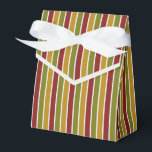 Ruby Red, Olive Green, Gold Striped Favour Box<br><div class="desc">Ruby red,  olive green and gold striped favour box with ribbon tie. Perfect for all gift decoration themes; simple/minimalist to maximalist depending on additional embellishments.</div>