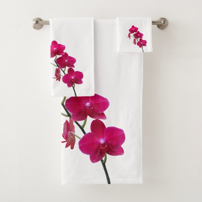 Ruby Red Orchids Bath Towels (Insitu)