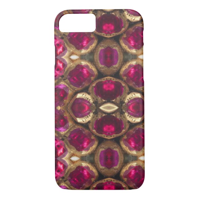 Ruby Red Pink Gold Gemstone Pattern Elegant Chic Case-Mate iPhone Case (Back)