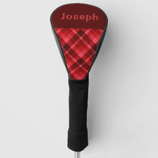 Ruby Red Plaid Monogram Golf Head Driver Cover