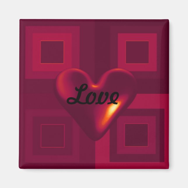 Ruby Red Puffy Heart Magnet (Front)