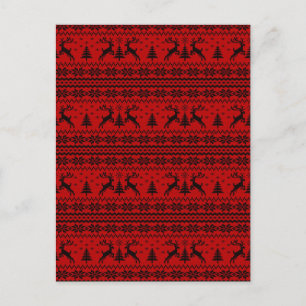 Ruby Red Reindeer Sweater Looking Christmas Holiday Postcard