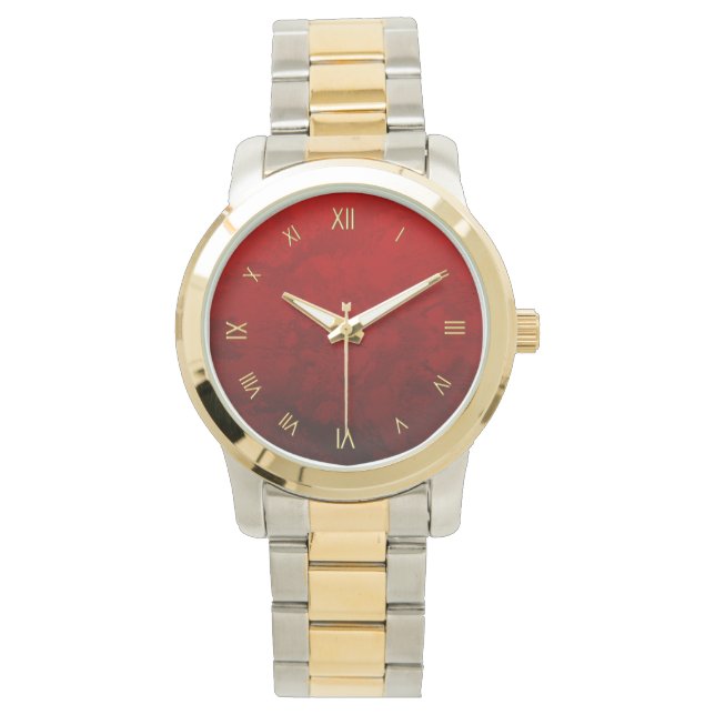 Ruby Red Roman Numeral Design Watch (Front)