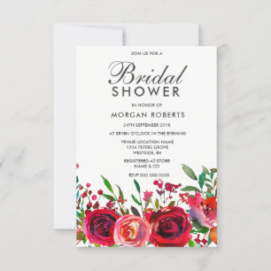 Ruby Red Rose Bridal Shower Invitation