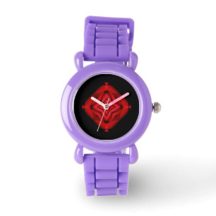 Ruby red rose scarlet glitter black eWatch Watch