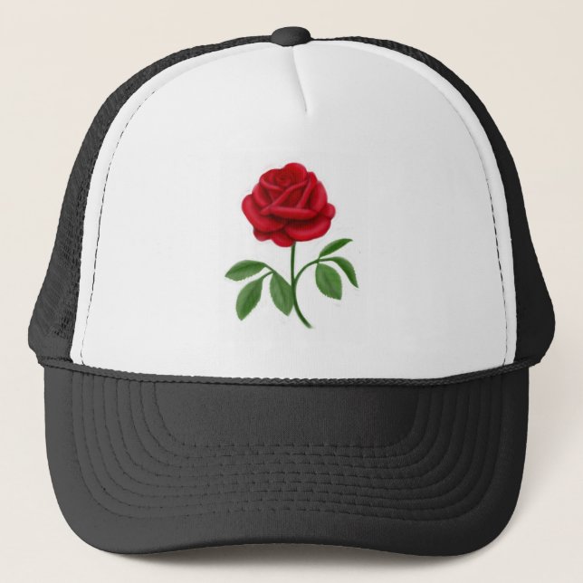 Ruby Red Rose Trucker Hat (Front)