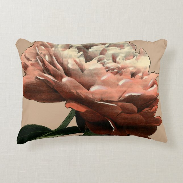 Ruby Red Rose with White Accents Decorative Cushion (Front)
