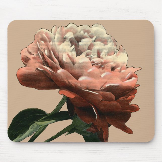 Ruby Red Rose with White Accents Mouse Mat (Front)