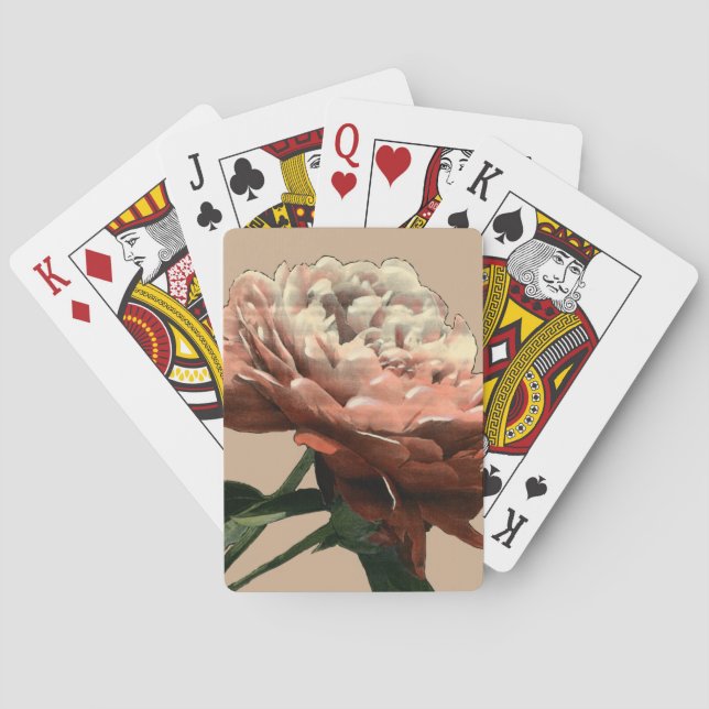 Ruby Red Rose with White Accents Playing Cards (Back)