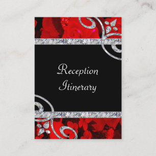 Ruby Red Roses & Diamond Swirls Wedding Enclosure Card