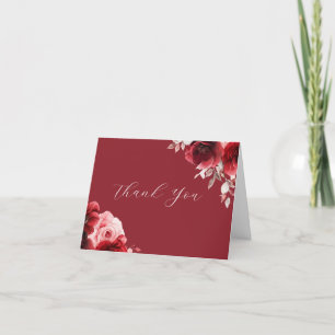 Ruby Red Roses Floral Wedding Thank You Card